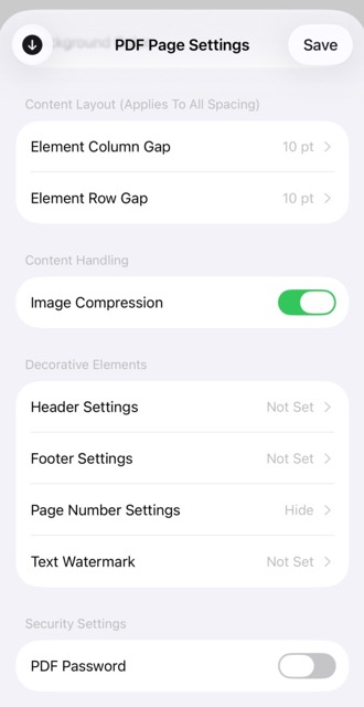 Your Tools - PDF Page Settings