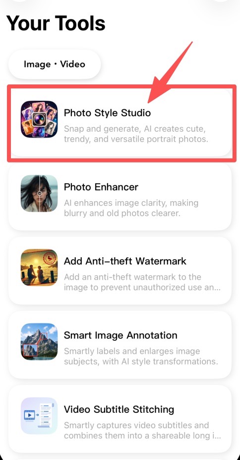 Your Tools - Photo Style Studio Entry