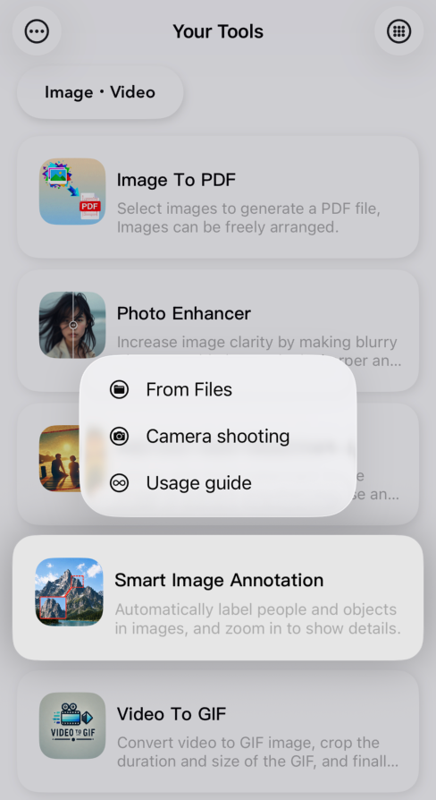 Your Tools - Open Smart Image Annotation from the tool list