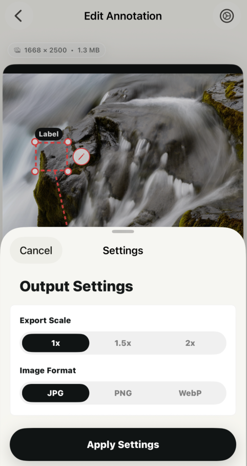 Your Tools - Configure annotation image output scale and format
